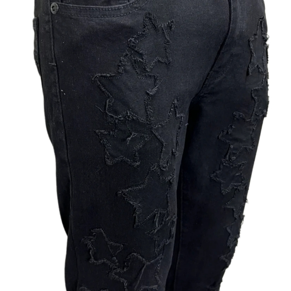 Society black men's jean skenny-fit stretch with star fashion design